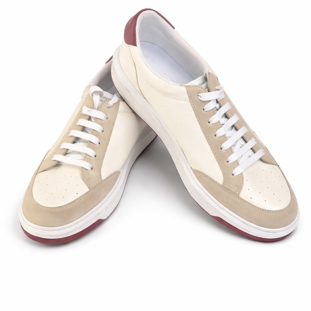 X Armani Exchange White Burgundy Low-Top Sneakers Men’s 12